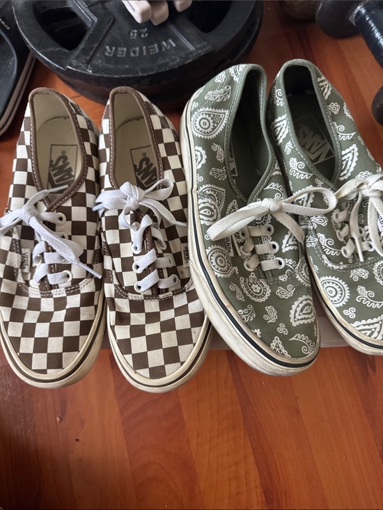 Vans Shoes - Vans Checkerboard Brown & Olive Paisley Canvas Sneakers